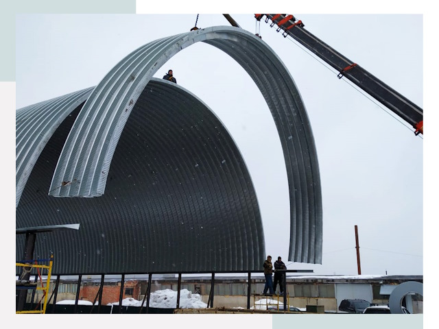 Полукруглые ангары в Вичуге